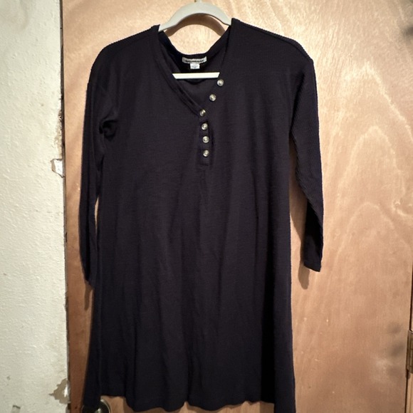 American Eagle By Payless Dresses & Skirts - American Eagle Women's Medium Black Solid Knit V-Neck Button Henley Shift Dress
